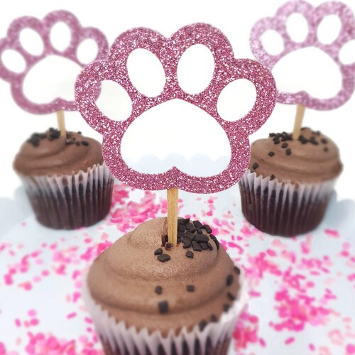 Paw Print Cupcake Toppers for Dog Birthday Party Set of 6 - Etsy