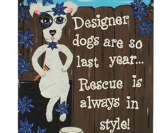 Pit Bull Rescue Dog Art  Gift for Pit Bull Lover