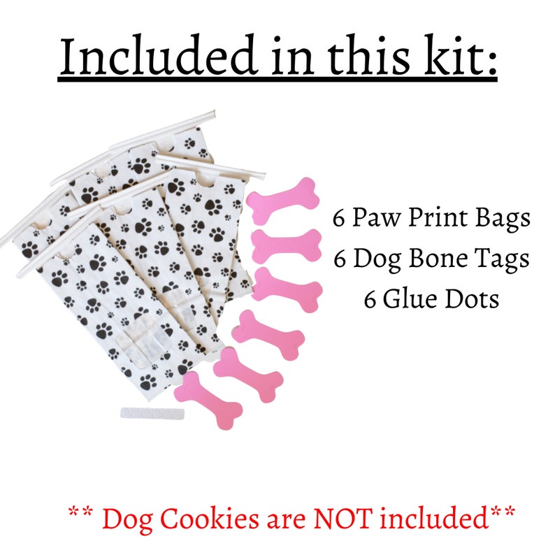 Paw Print Favor Bag for Dog Birthday Party, Set of 6, Puppy Party, Dog Party Goody Bag image 2