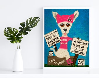 Feminist sayings, Dog Quotes, Wall Decor for Dog Lover, Feminist Statement Art, Gift for Her