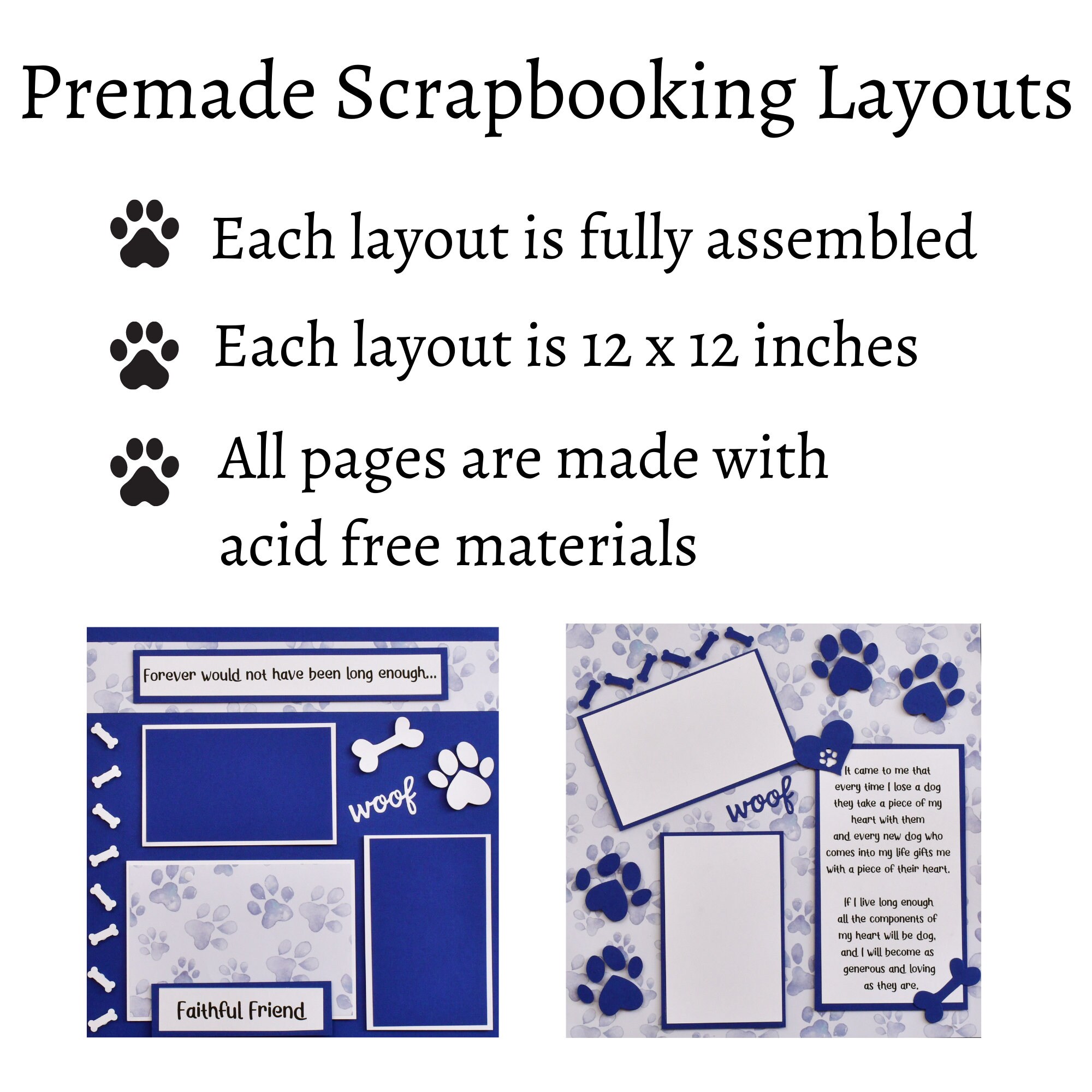 Dog Memorial Premade Scrapbook Page 12x12 2 Pages Scrapbook Etsy