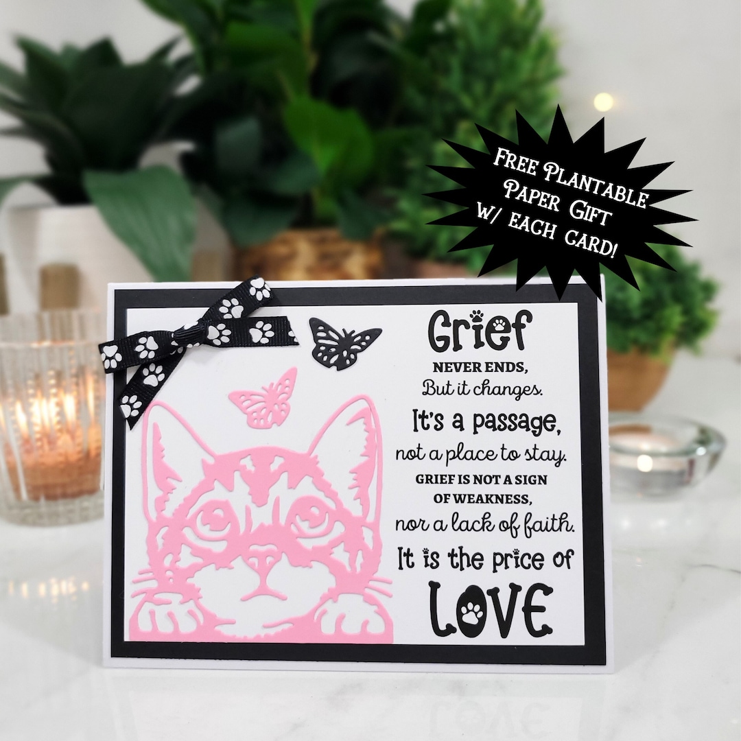 Cat Sympathy Card, Card for Loss of Cat, Cat Bereavement, Plantable