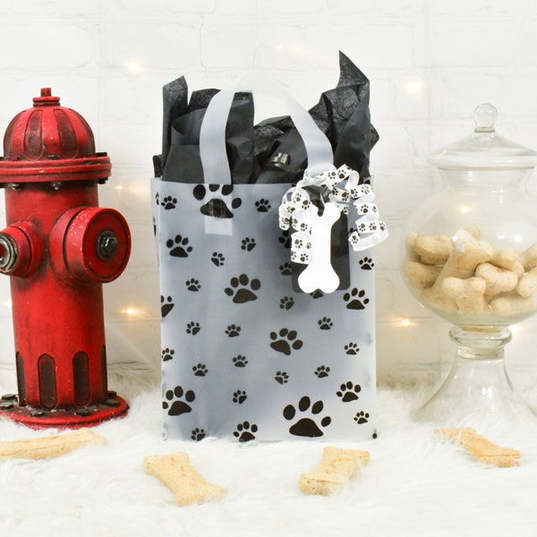 Paw Print Favor Bags, Pet Themed Gift Bags for Dog Birthday Party, Gift Wrap for Pet Lover