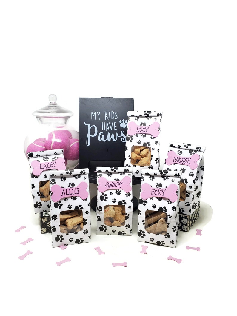 Paw Print Favor Bag for Dog Birthday Party, Set of 6, Puppy Party, Dog Party Goody Bag image 1