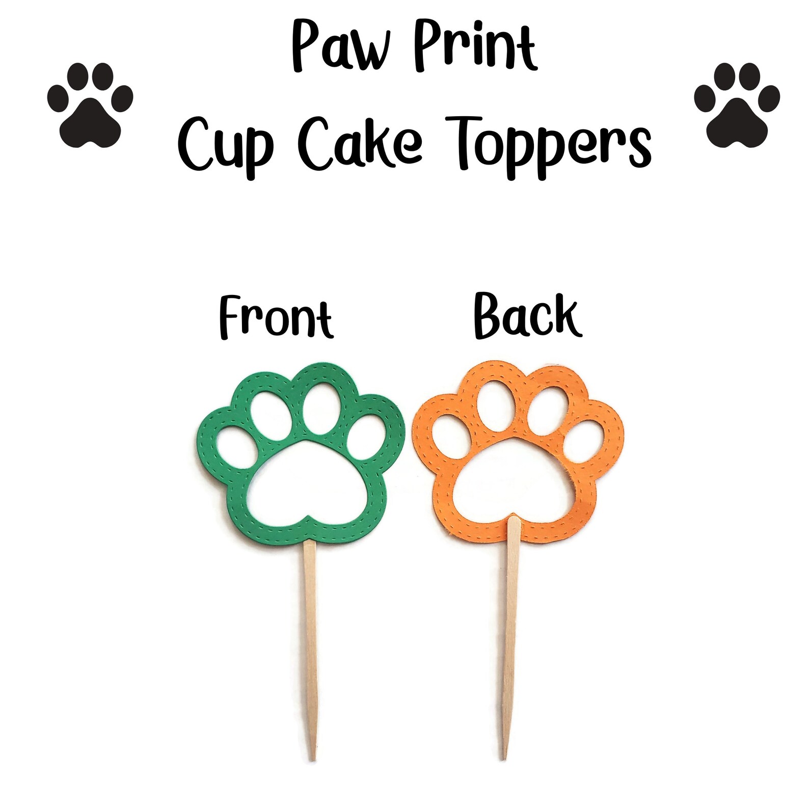 Paw Print Cupcake Toppers for Dog Birthday Party Set of 6 | Etsy