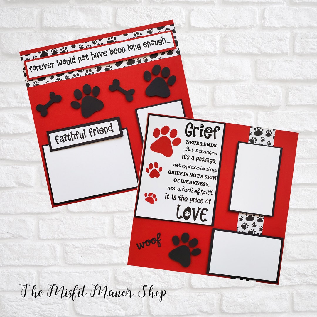 Dog Memorial Premade Scrapbook Page, 12x12, 2 Pages, Scrapbook Layout