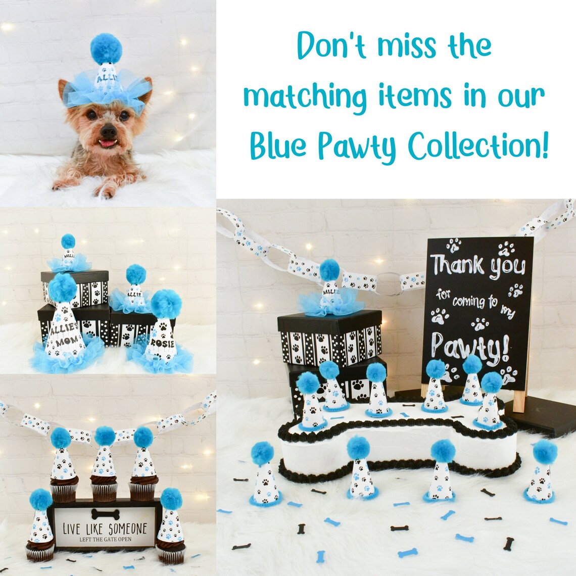 Paw Print Favor Boxes for Dog Birthday Party Blue Etsy