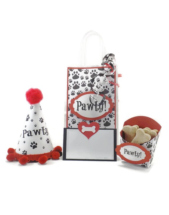 Red Party Hat For Dog Paw Print Party Kit Party Supplies Etsy