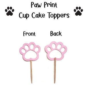 Paw Print Cupcake Toppers for Dog Birthday Party, Set of 6, Pink - Etsy