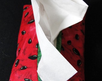 Travel tissue holder - Red, Green and Black Watermelon Seed Motif