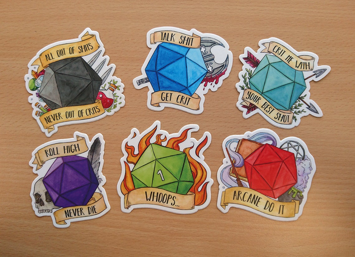 DnD RPG and Fantasy Crit Stickers. 8mm Vinyl Die Cut Etsy