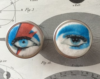 Boucles d'oreilles David Bowie,  Bijoux Ziggy Stardust , Bijoux David Bowie , Yeux Bowie, acier chirugical. Fait à la main. Montréal