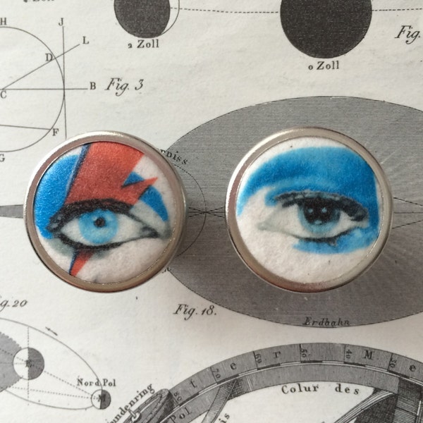 Boucles d'oreilles David Bowie,  Bijoux Ziggy Stardust , Bijoux David Bowie , Yeux Bowie, acier chirugical. Fait à la main. Montréal