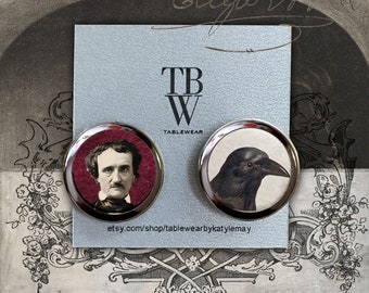 Boucles d'oreilles Poe, Le Corbeau  d'Edgar Allan Poe,  auteur americain, Poème, bijoux littéraires, livre de poésie, TableWear Active