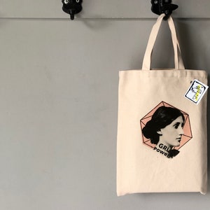 Virginia Woolf Tote bag,  Feminist tote bag,  Book bag , Gift for writer,  Cotton Small Tote bag,  Library tote bag, Montreal Handmade