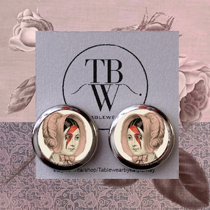 Boucles d'oreilles Jane Austen, orgueil et préjugés, wykład idée cadeau, kolczyki gwiazdy rocka, fanka Bowiego, katy Lemay