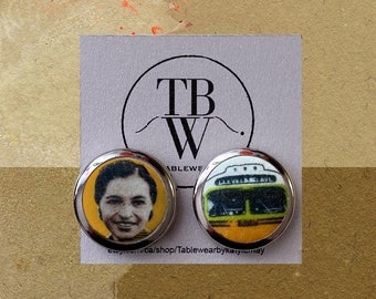 Rosa Parks  Earrings ,Black history month , BLM , inspirational women , black women earrings , black lives matter jewelry , women power