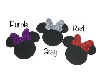 Glitter Minnie Die Cuts, Mrs. Mouse Die Cut, Mouse Head Paper Punch, Cardstock, Paper Bows, Choose Size