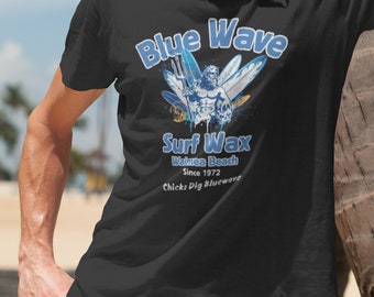 T-shirt de surf T-shirt d'été bleu Wave Surf Wax