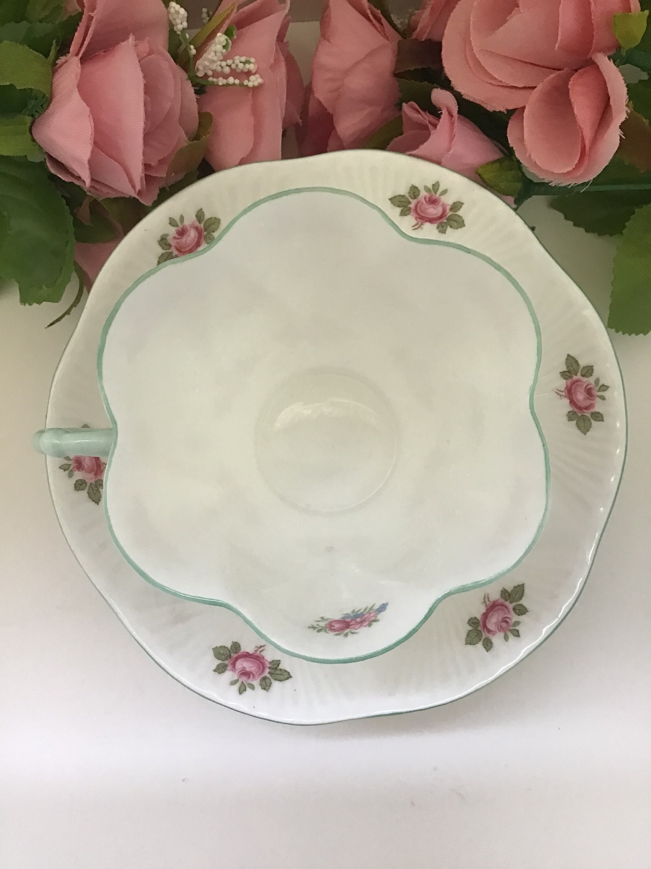 SHELLEY rosebud Design Teacup and Saucer /vintage/bridal Shower/spring Tea Party/gift