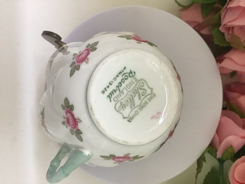 SHELLEY rosebud Design Teacup and Saucer /vintage/bridal Shower/spring Tea Party/gift
