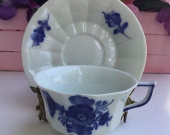 Teacup and Saucer Cobalt Blue By Royal Copenhagen Denmark