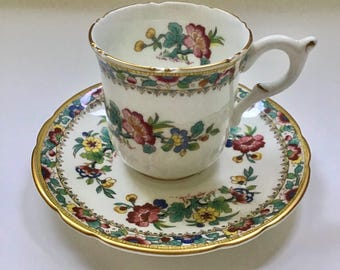 Vintage Coalport Ming Rose Demitasse Cup And Saucer