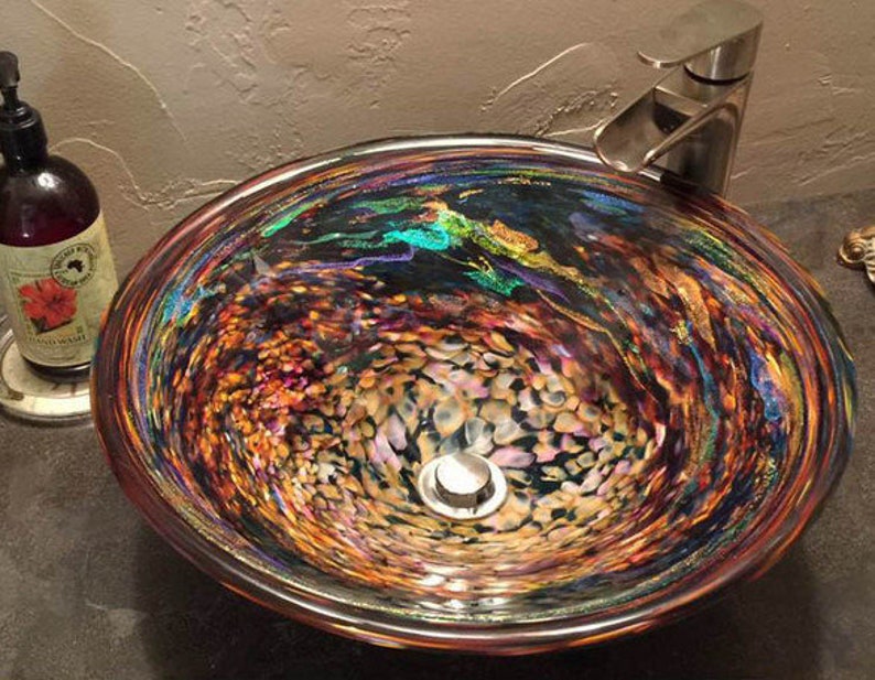 Glass Vessel Sink Glass Sink Blown Glass Sink Glass Bathroom Sink Glass Sink Bowls Glass Basin Sink Custom Glass Sink