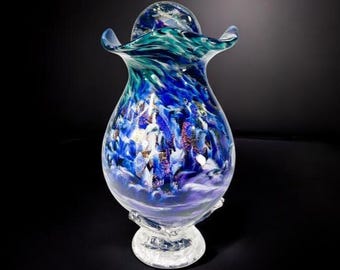 Art Glass Cremation Urn for Ashes – Handmade Memorial Urn