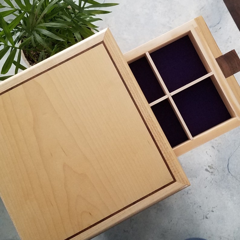 151 Maple and Walnut Box Gift for Wife Jewelry Box Gifts for Her Mother/'s Day Her Birthday Housewares Wedding Gifts Woodworking