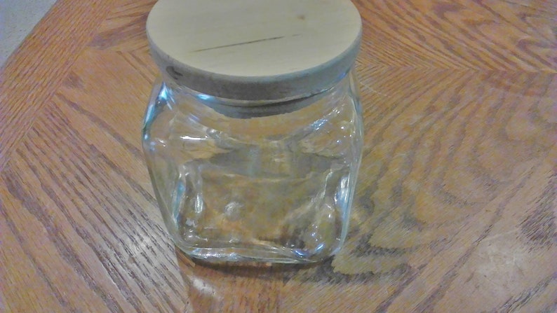 Vintage Square Glass Kitchen Storage Jar With Wooden Lid