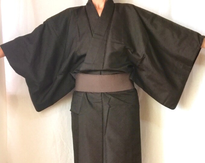 Silky Kimono Men’s Japanese Robe W/obi Oriental Long Dressing Gown ...