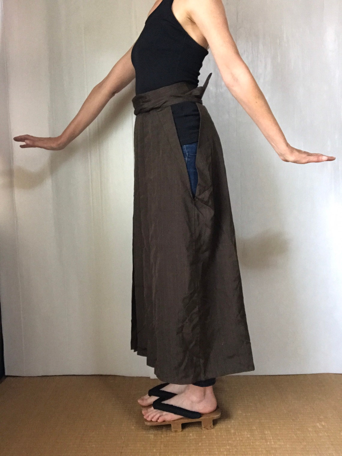 Hakama Kimono Skirt Womens Japanese Vintage Clothing Brown Etsy