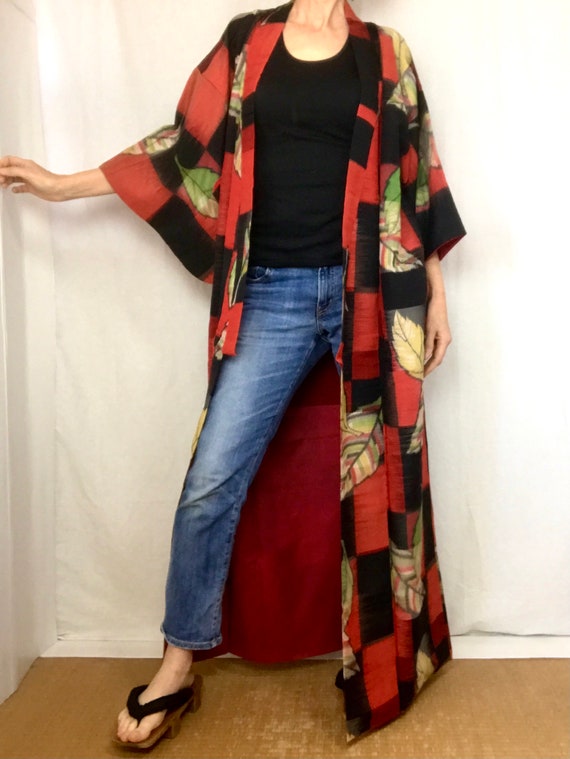 Kimono Jacket Long | Woman's Japanese Robe | Ikat… - image 3