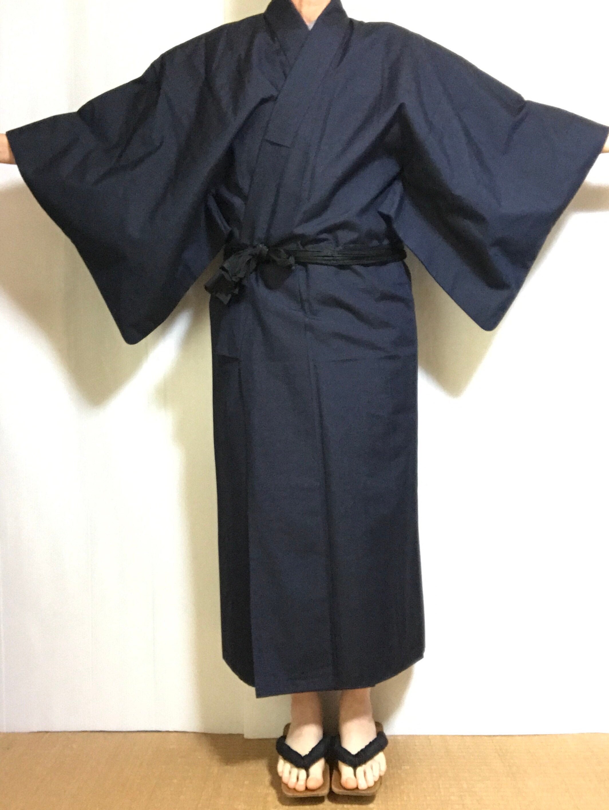 Mens Kimono Robe Japanese Wool Blend Excellent Vintage Long Etsy