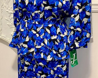 1980's Dead-stock 'The Jones Girl' Dress with Peplum Women's Size 16