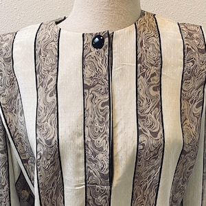 1980's 'Leslie Fay Petites' Silk Striped Pullover Blouse Women's US Size Large