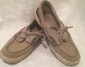 Tan Sperry Top Siders Girl's Size 13.5 M