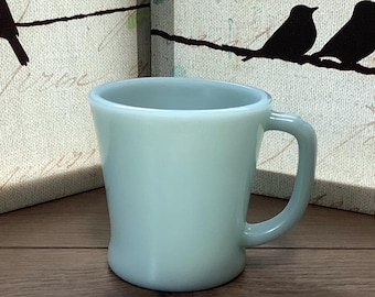 1950's Fire King 'Delphite Blue' D Handle Jadeite Mug