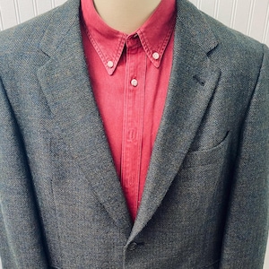 1990&#39;s &#39;Burberry&#39; London Men&#39;s Charcoal Herringbone Wool Blazer / Suit Jacket Men&#39;s Size 46