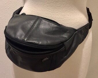 Charcoal Black / Patchwork Vinyl / Leather Bum Bag / Fanny Pack / Utility Waist Bag / Hiking Bag / Walking Bag / Waist Bag by High Sierra