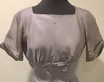 1950's  Silver / Polished Gray / Fit & Flare / Rockabilly / Short Sleeve Party Dress Ladies Size Small