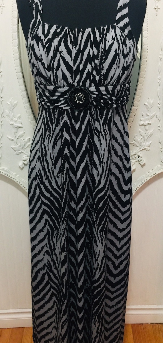 Sexy Zebra Print Sleeveless Maxi Dress With Beaded Embellishment Women's  Size Medium - Etsy
