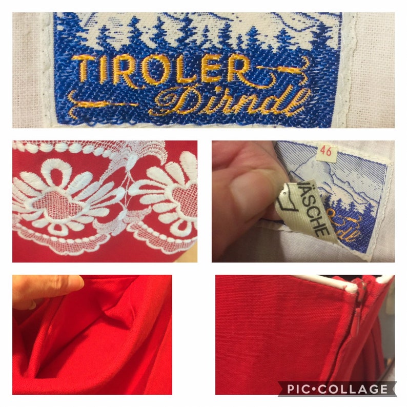 Authentic /'Tiroler Dryndl/' Oktoberfest Brew-fest Red and White Cording Corset Style Dress Size 46 or US Size Medium 8 to 10