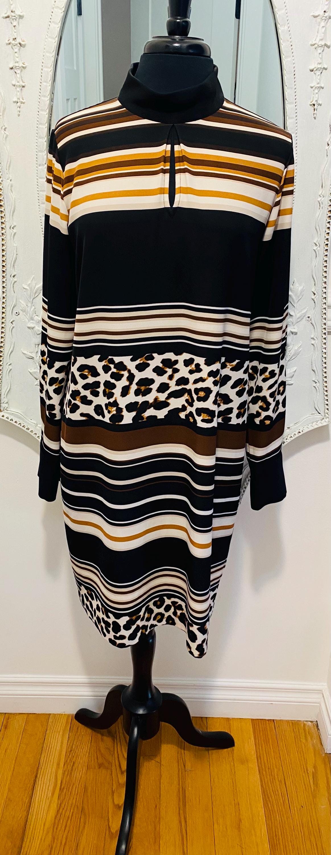 Vintage 'DKNY' Animal Print and Stripes Long Sleeve Dress Women's Size  Medium/large - Etsy