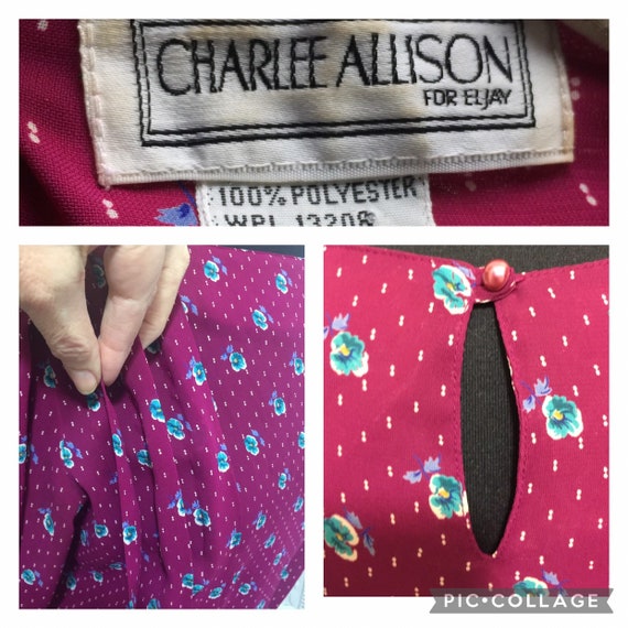 Lovely 1980's 'Charlee Allison' Blue Pansy Floral… - image 10