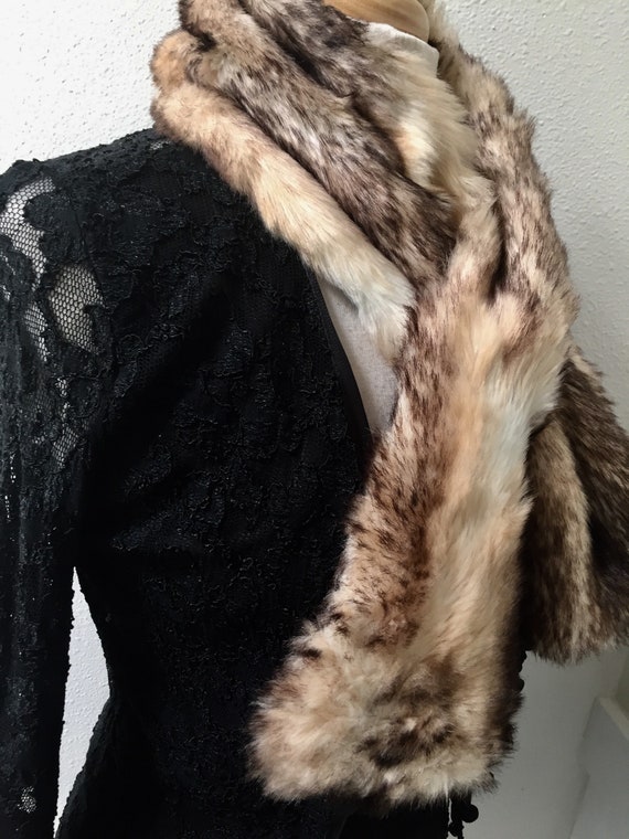 Vintage Faux Fur Glam Collar / Winter Faux Fox Fu… - image 2