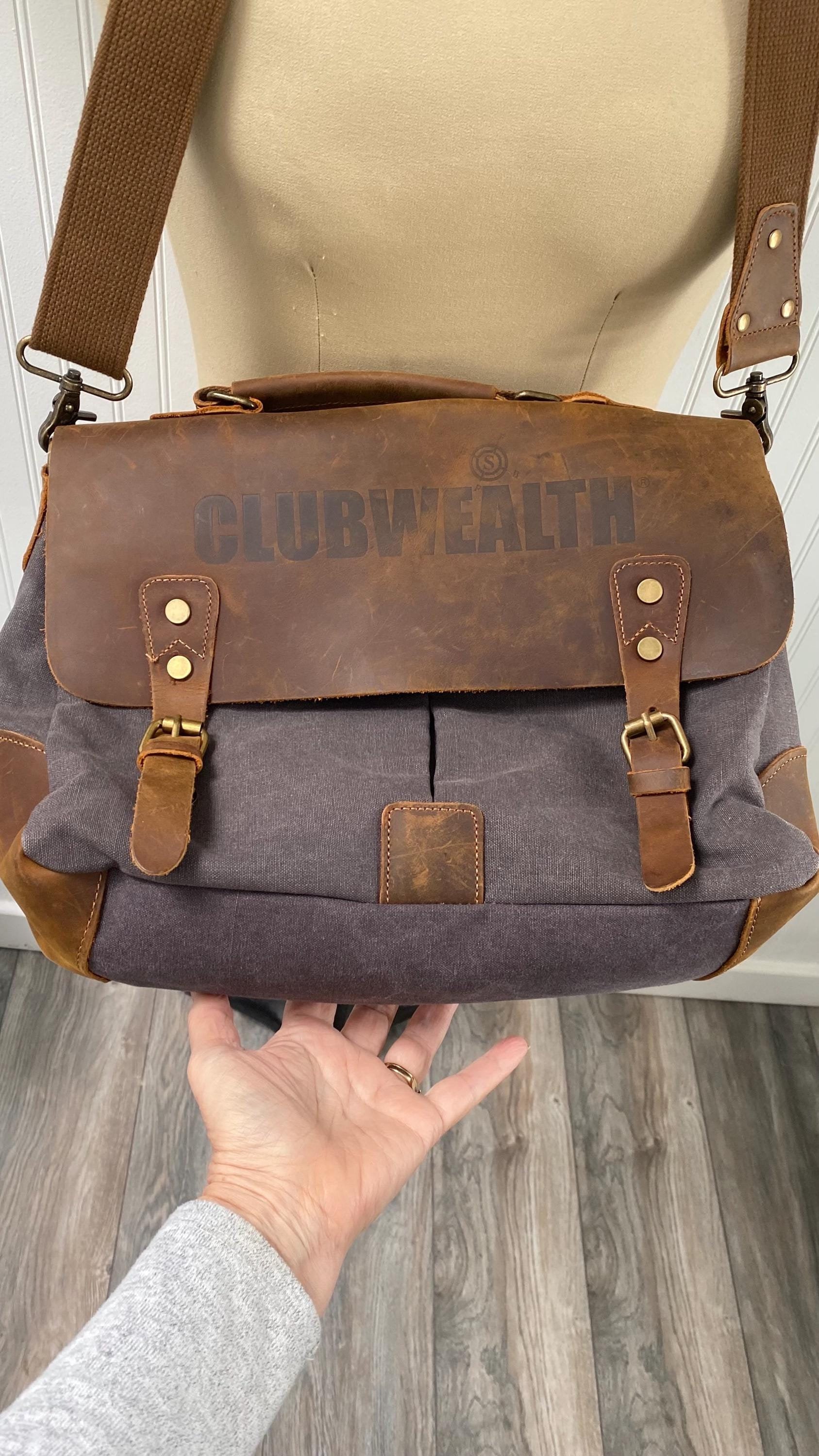 Vintage Canvas Leather Messenger Bag: Brown Business Briefcase