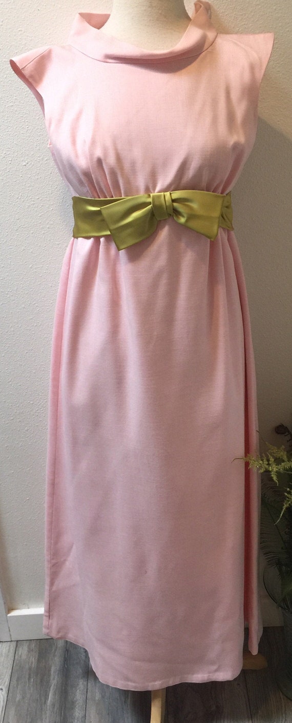 1960's Sleeveless Empire Waist Pink with Chartreus