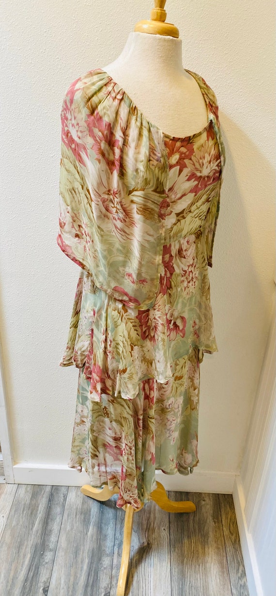 1960’s Sage green Layered Dress with Attached Capelet… Gem